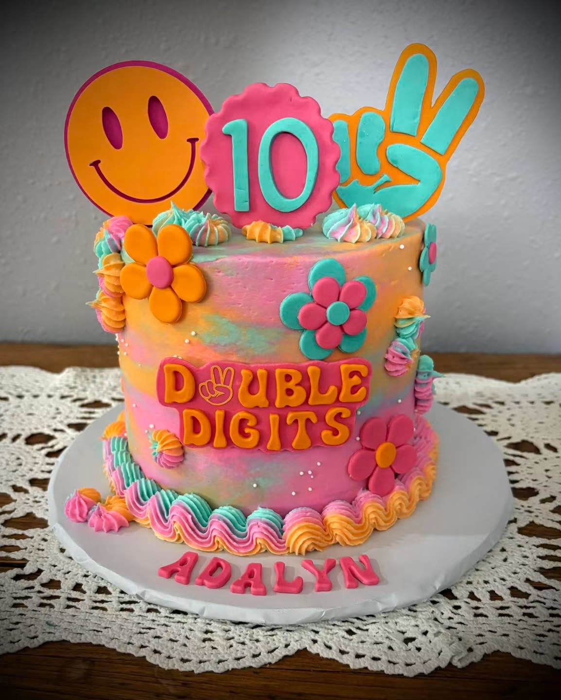 Double digits: Adalyn's groovy 10th birthday cake