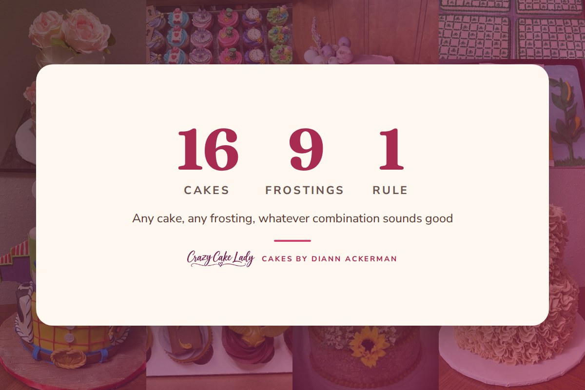 Sixteen cakes, nine frostings, and one rule