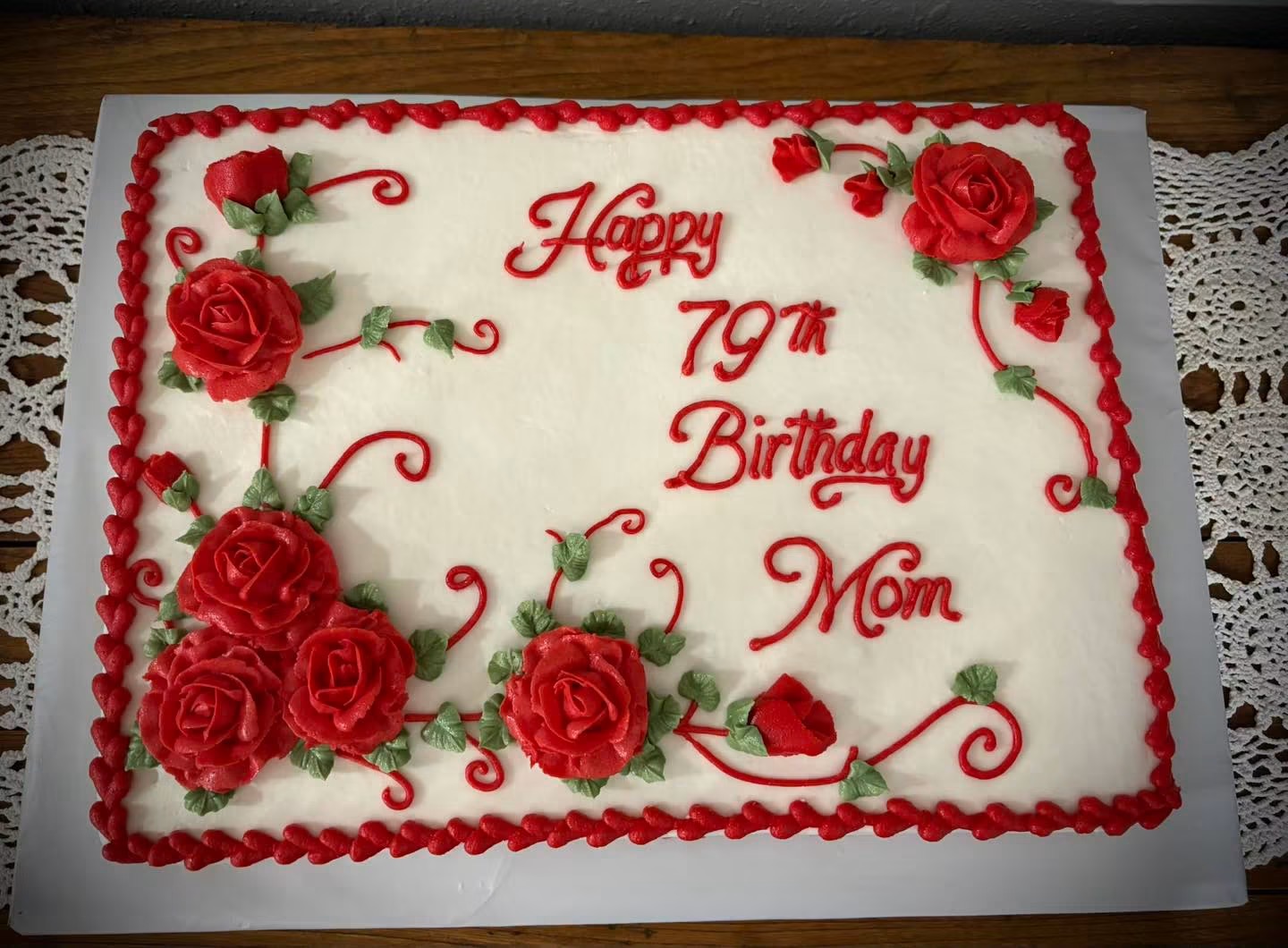 79 years young: red roses for Mom
