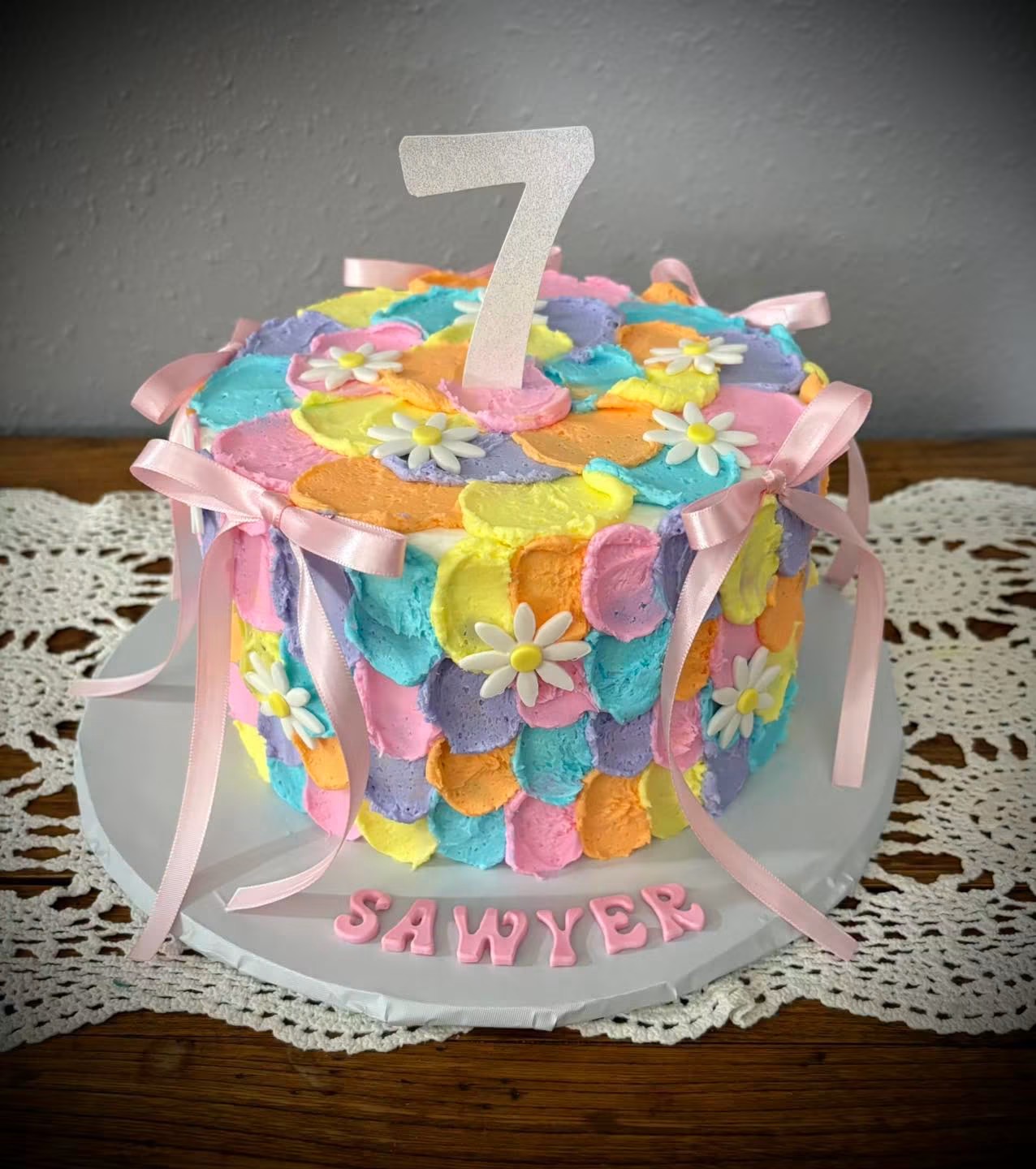 Pretty in pastels: Sawyer's 7th birthday cake
